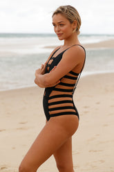 Black Strappy Cutout One Piece Bathing Suits